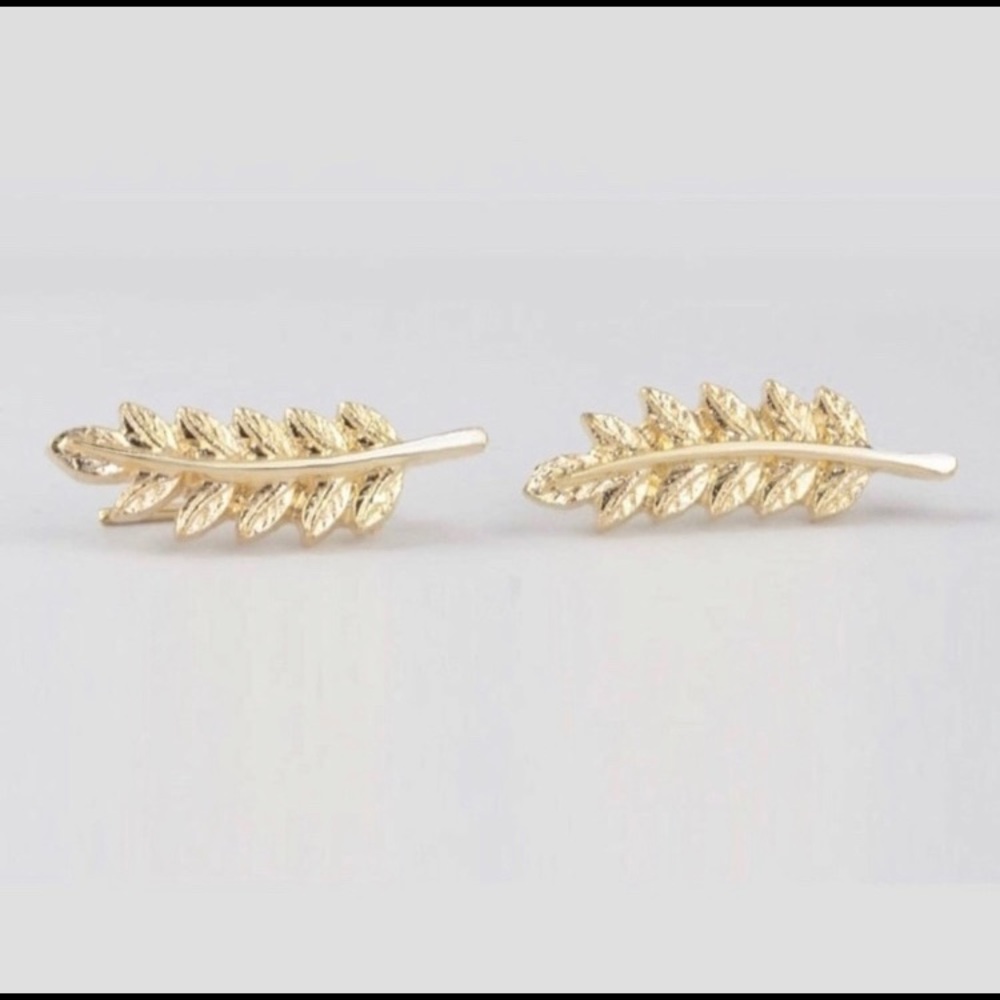 🔥🆕 Gold Leaf Vine Ear climber Stud Earrings